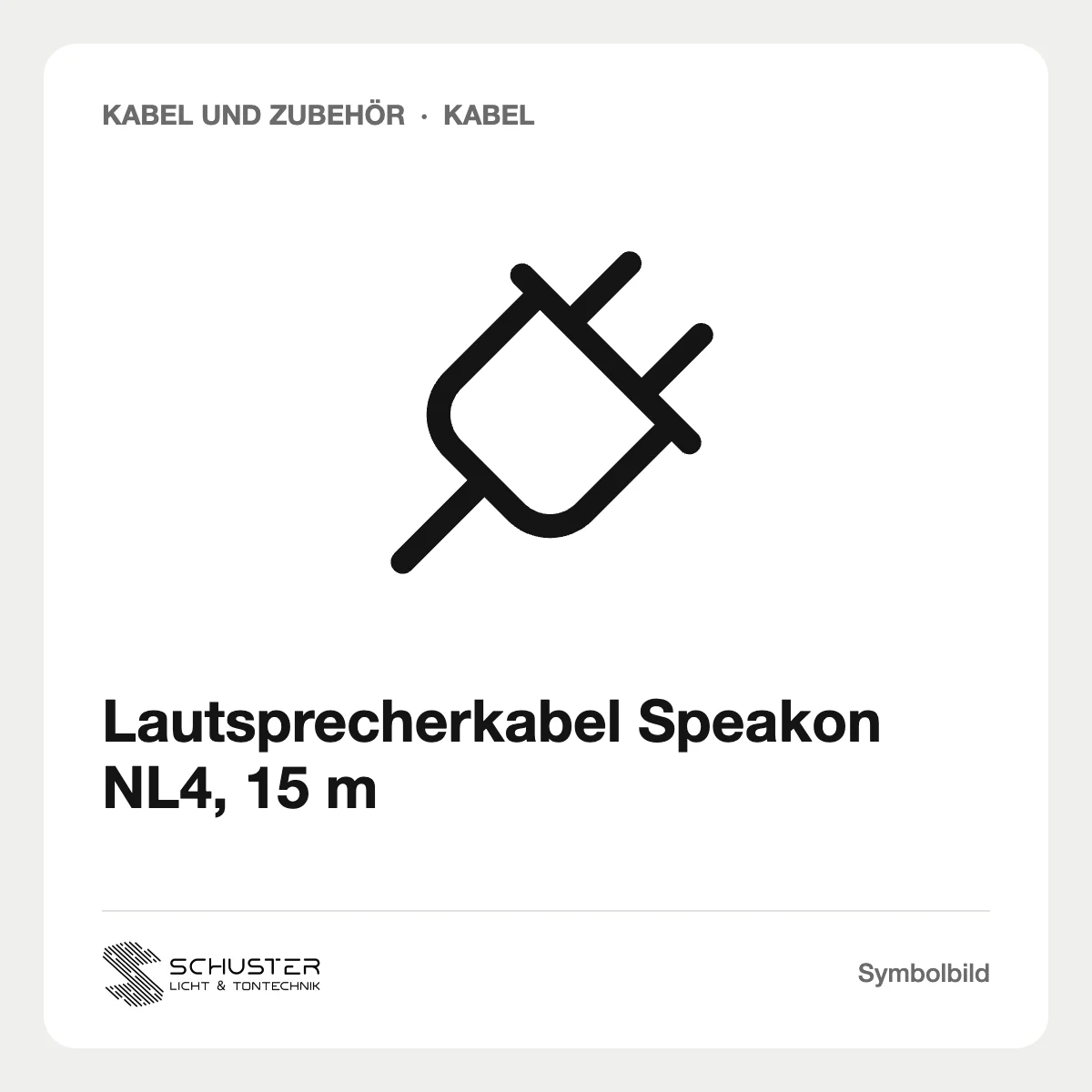 Lautsprecherkabel Speakon NL4, 15 m