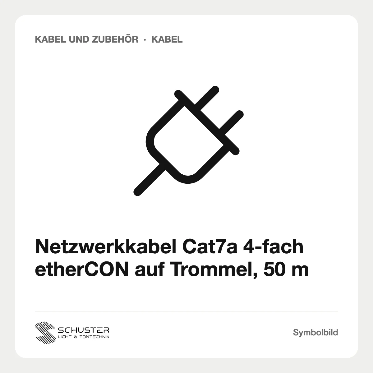 Netzwerkkabel Cat7a 4-fach etherCON auf Trommel, 50 m