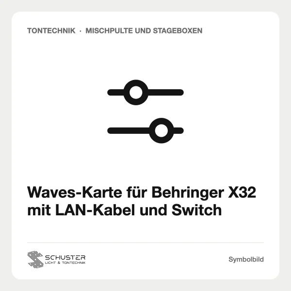 Waves-Karte für Behringer X32 mit LAN-Kabel und Switch
